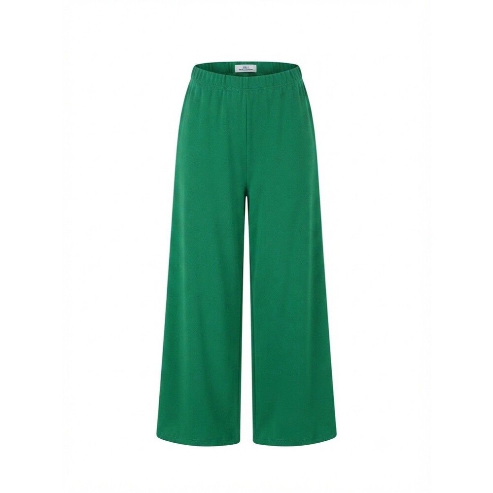 Carole Christian Green Wide Leg Culottes Pants Elastic Waist Women's S/M Comfort